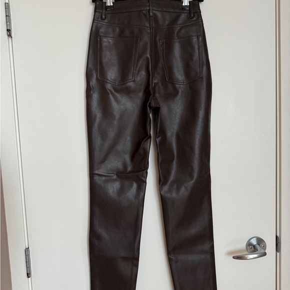 Aritzia Wilfred Melina Slim High Waisted Vegan Leather Pants Brown Chocolate - Picture 5 of 7